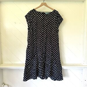 Blue Illusion polka dot linen dress